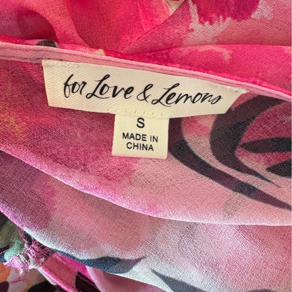 $260 NWOT For Love And Lemons “Tiana” Floral Asymmetrical Sheer Dress Sz Small - Picture 13 of 13